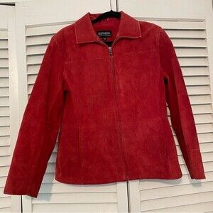 Bernardo Nordstrom Medium Petite Red Genuine Leather Suede Moto Jacket